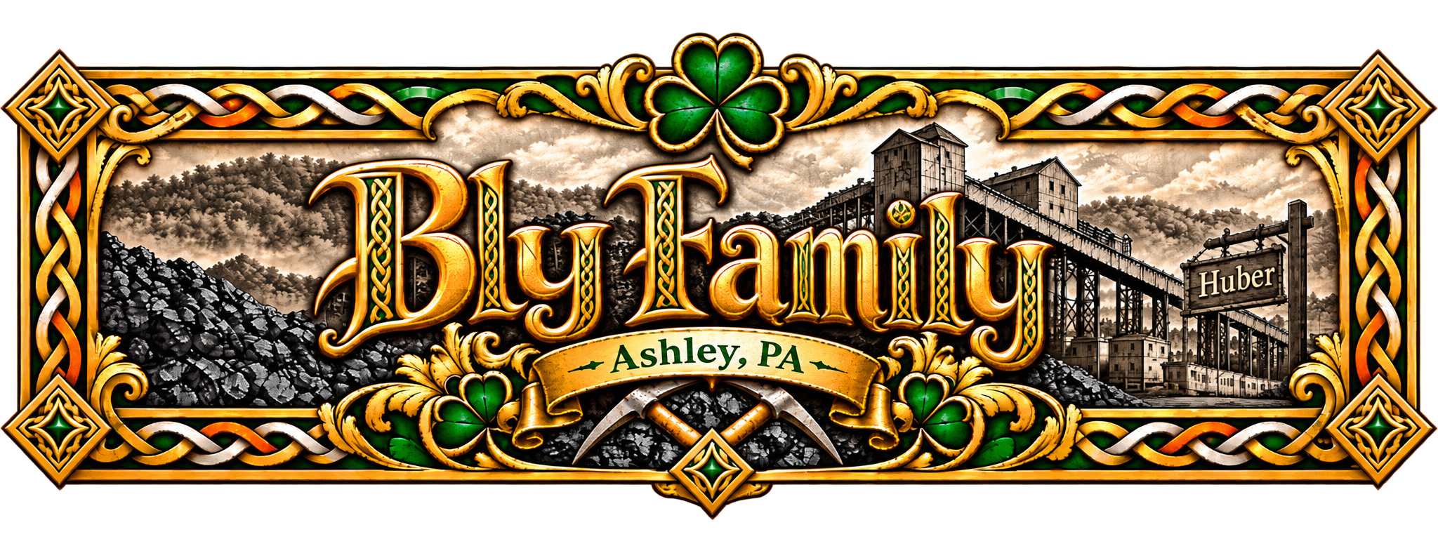 Bly Family, Ashley PA — Celtic coal heritage emblem