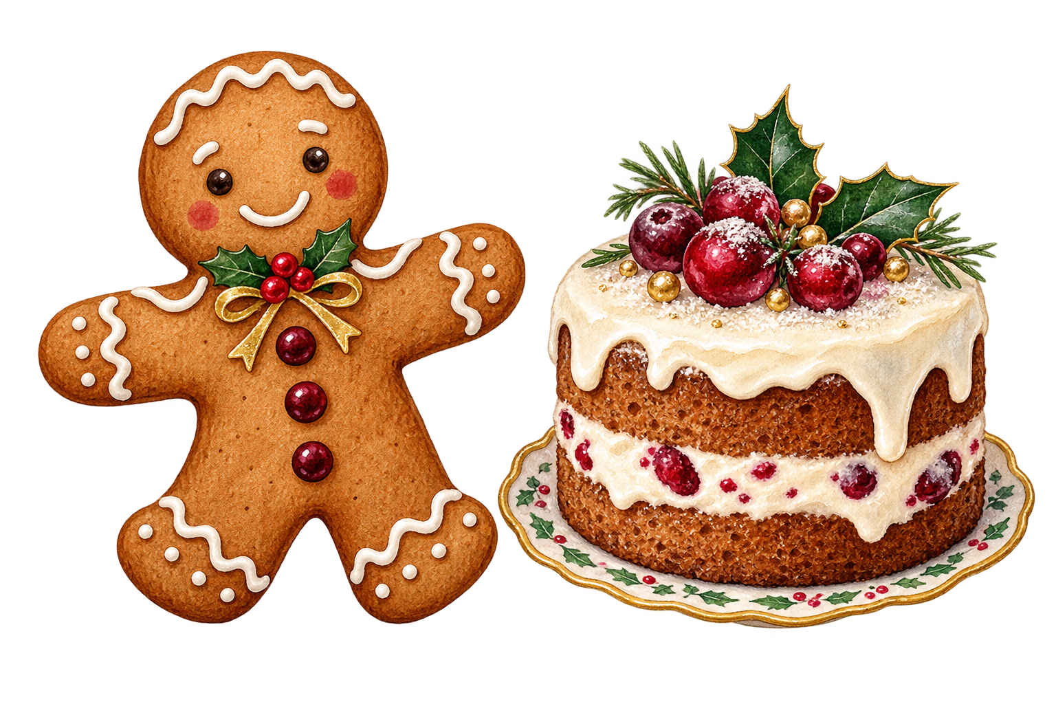 Gingerbread cookie and Christmas cake